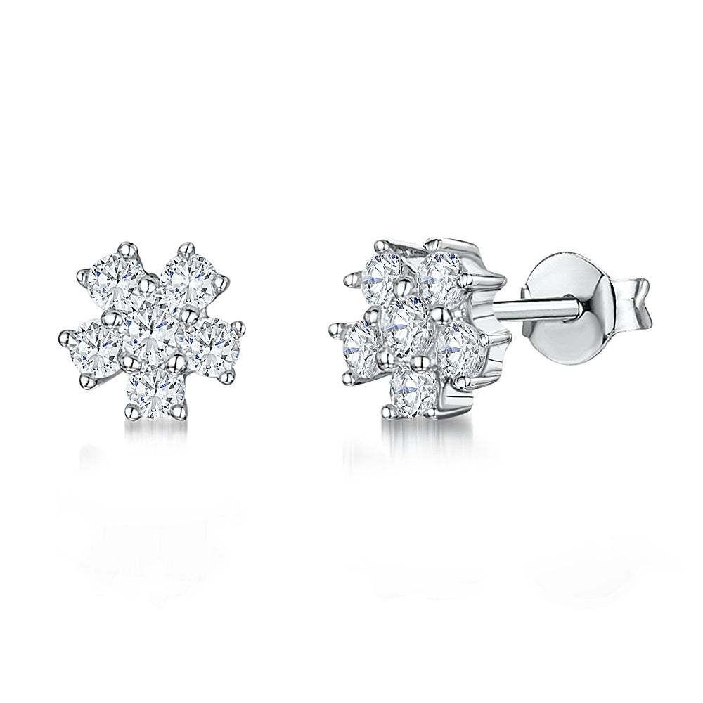 Sterling Silver Square Snowflake Earrings