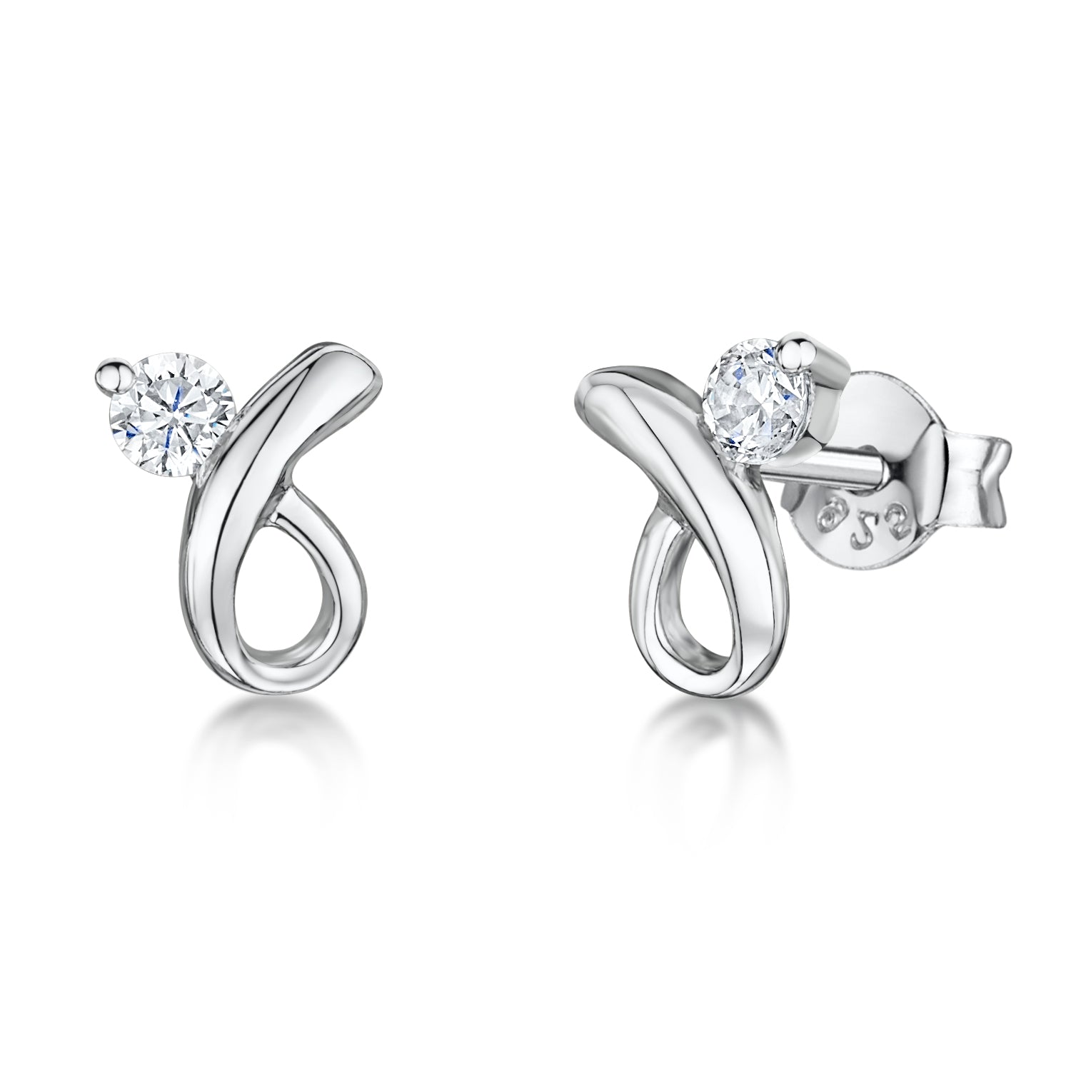 Sterling Silver Twist Stud Set With Cubic Zirconia