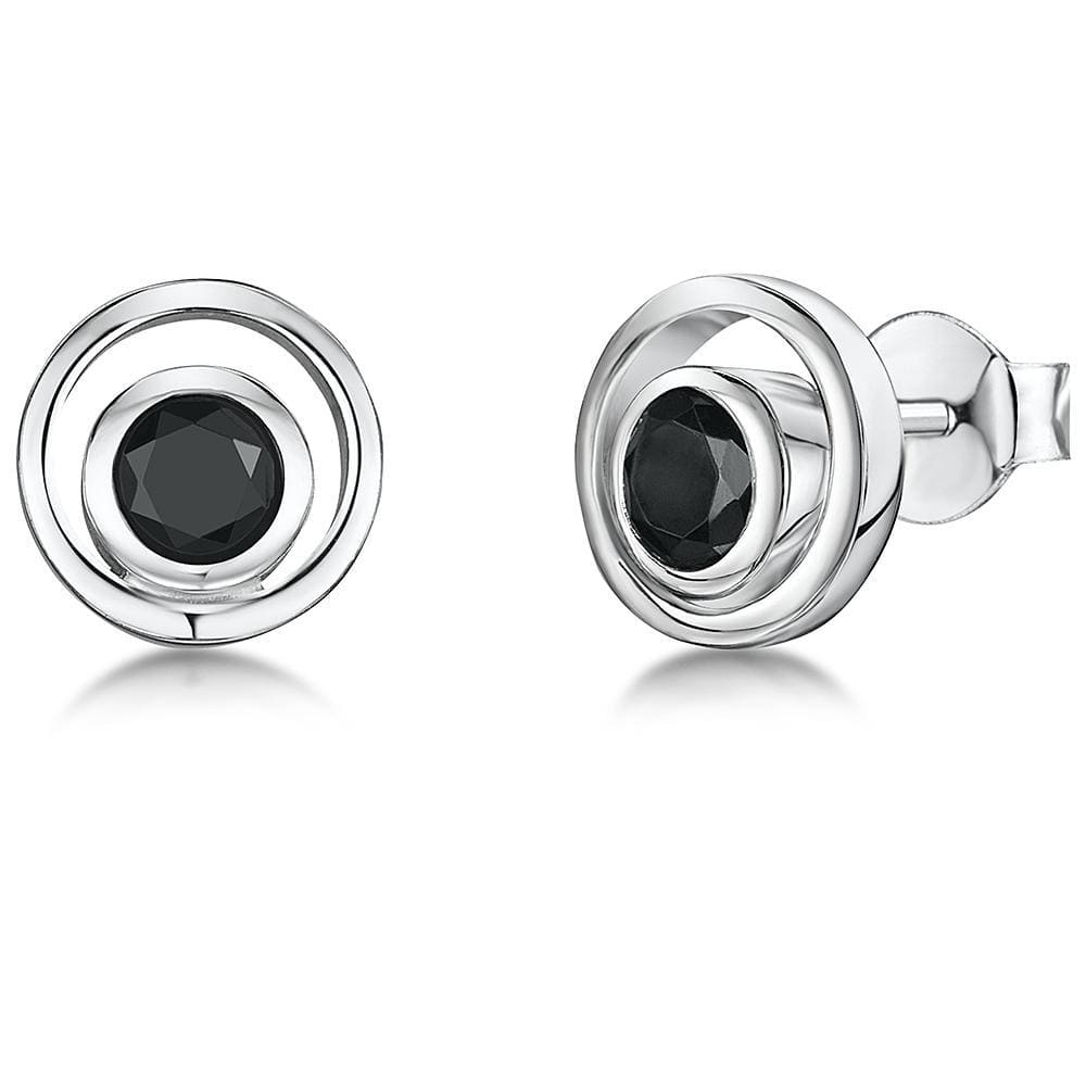 Sterling Silver Black Cubic Zirconia Studs