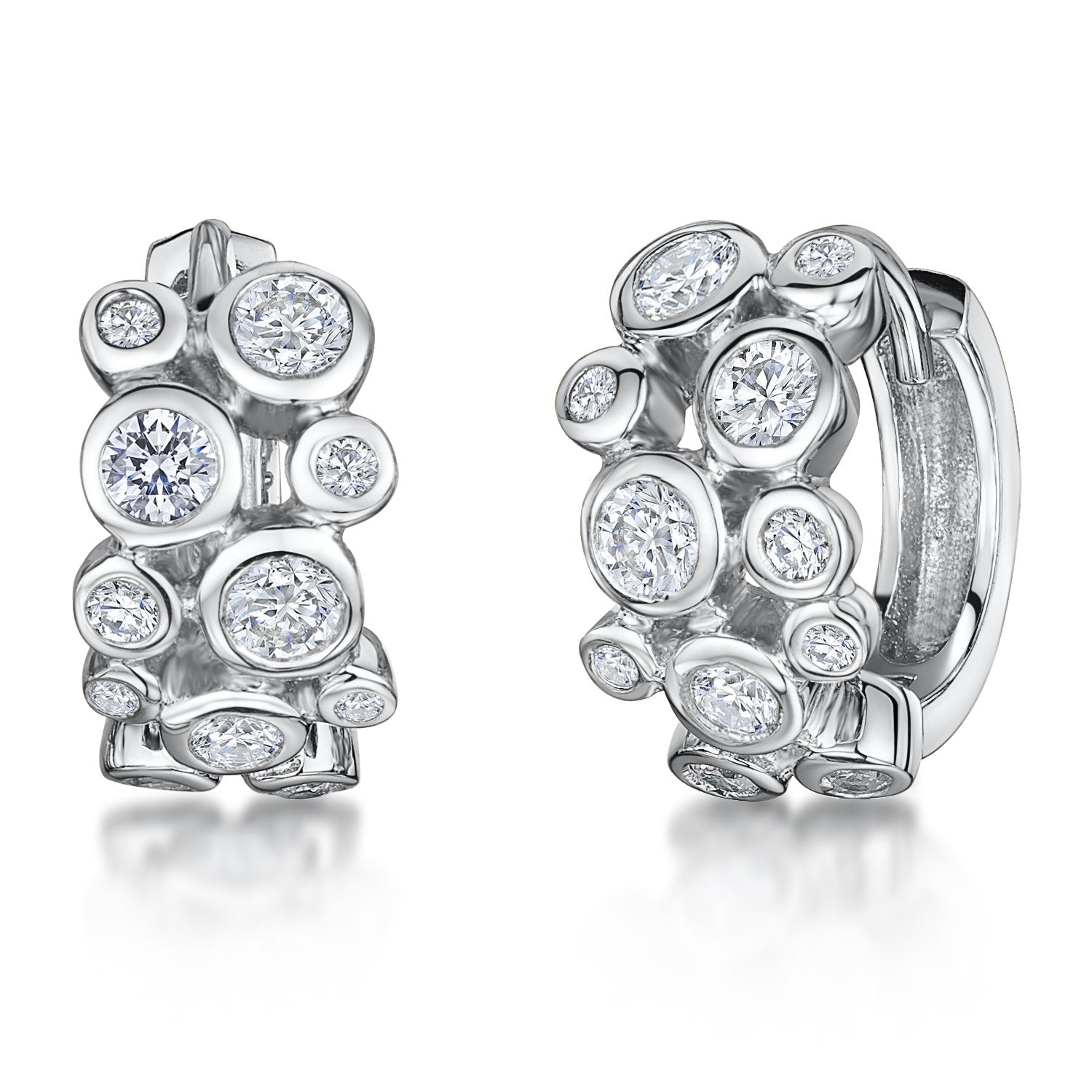 Sterling Silver Eleven Stone Huggie Bubble Earrings JOOLS By Jenny Brown