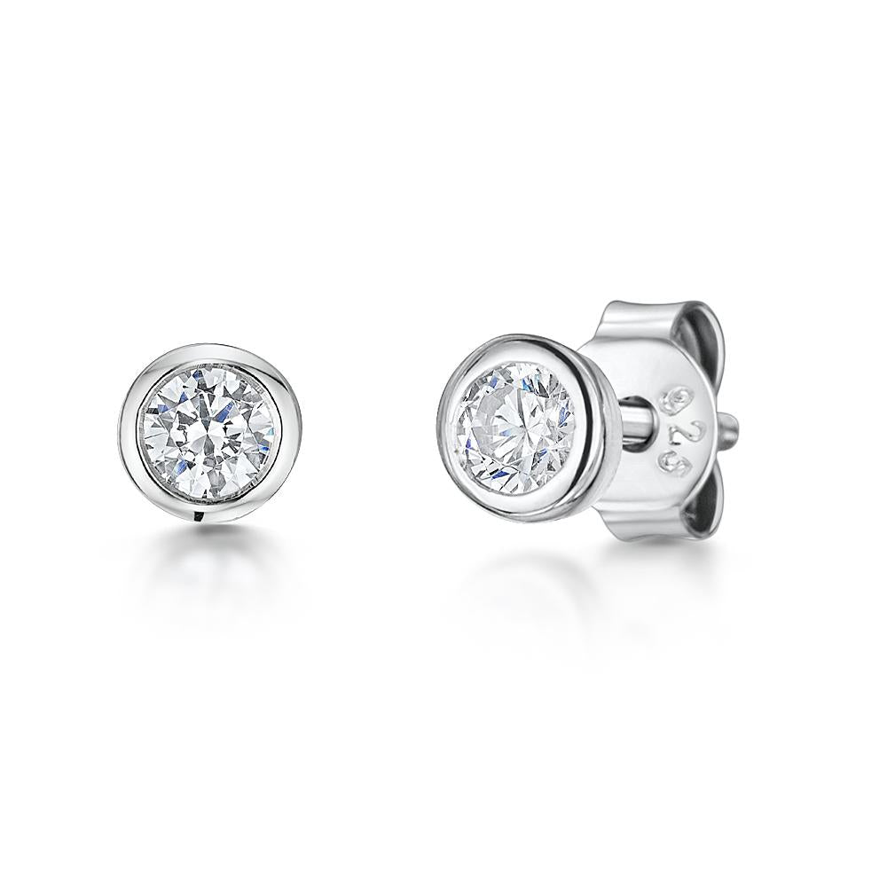 Sterling Silver Small Rubset Earrings