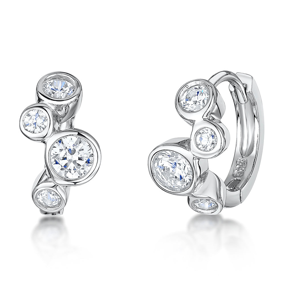 Sterling Silver Bubble Bezel Stud Earrings – Small Huggie CZ