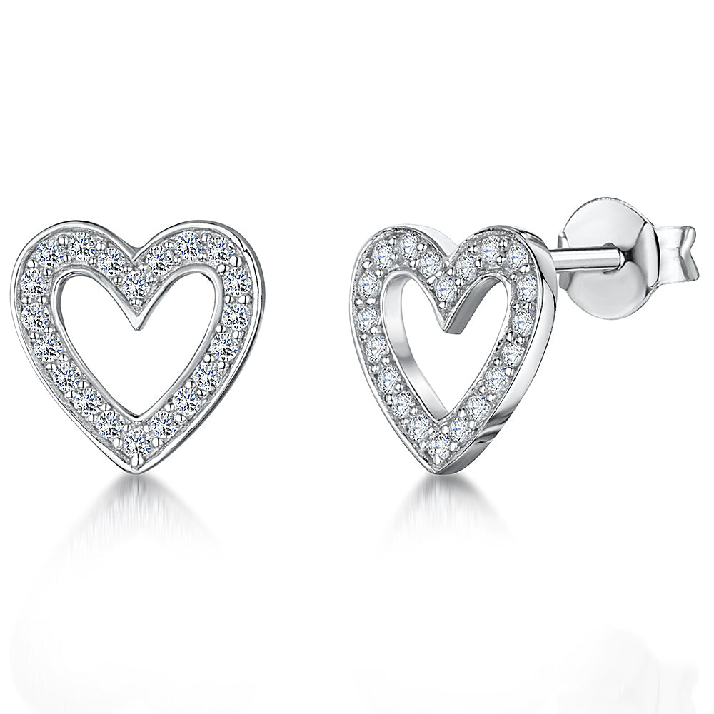 Sterling Silver Small Open Heart Earrings