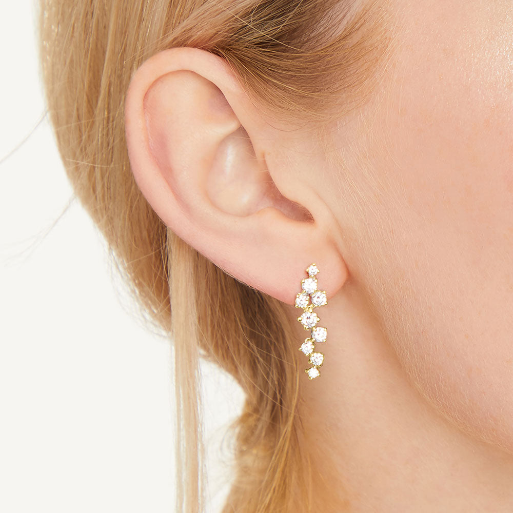 Gold Vermeil  Scattered Zirconia  Drop Earrings