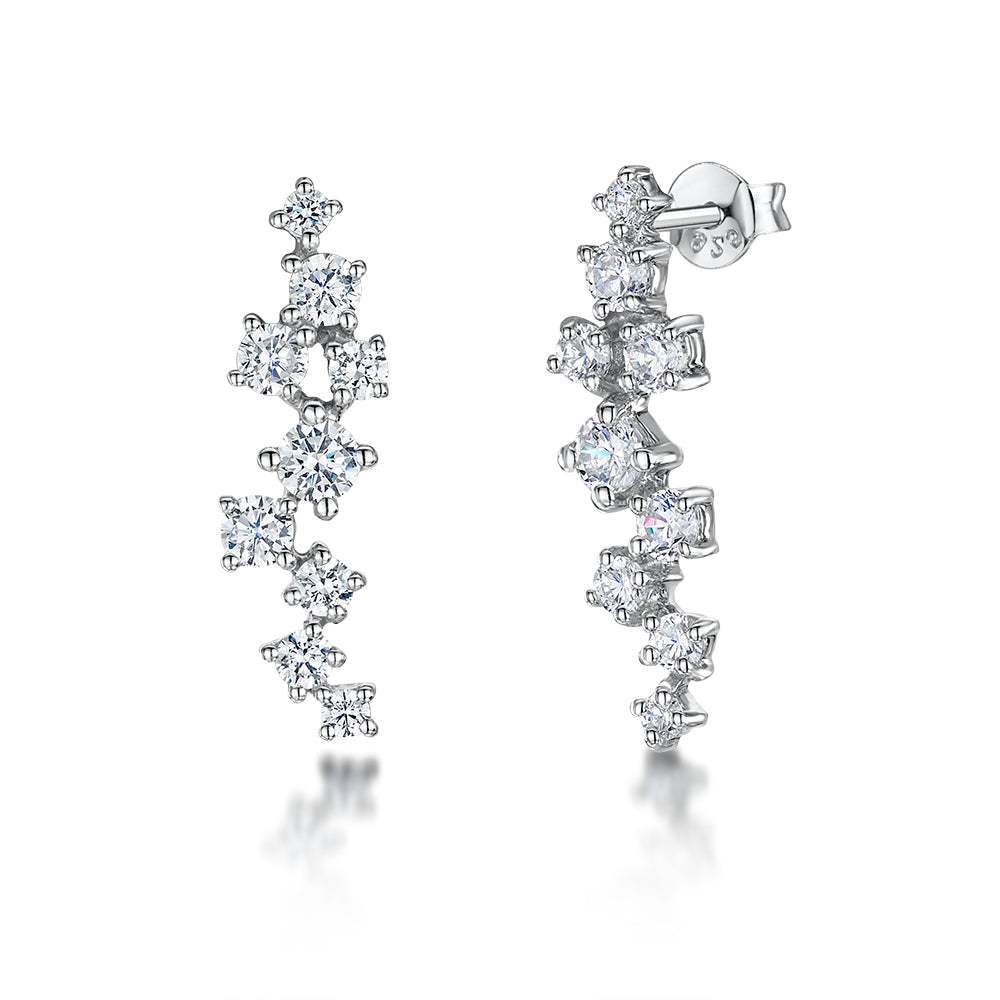 Sterling Silver Scattered   Drop Earrings
