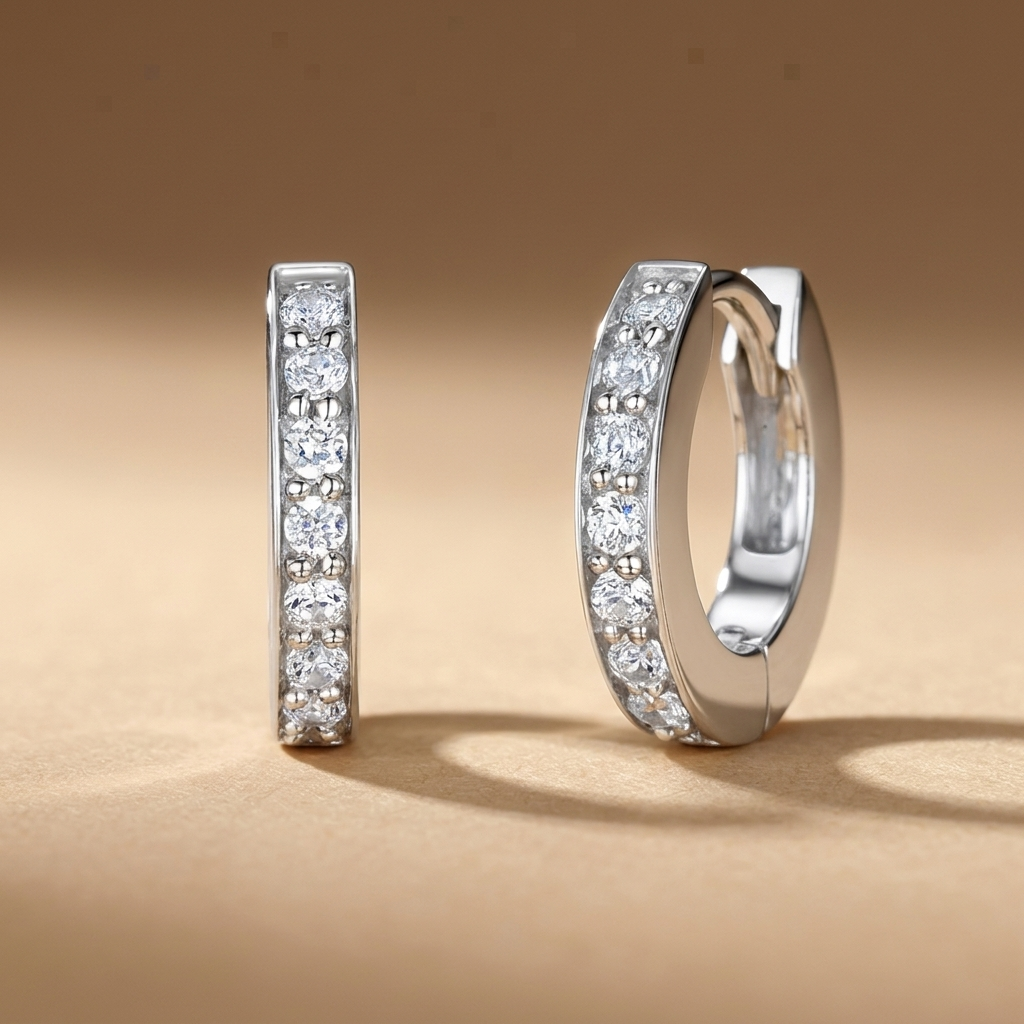 Sterling Silver Small Rail Set  Huggie Earrings