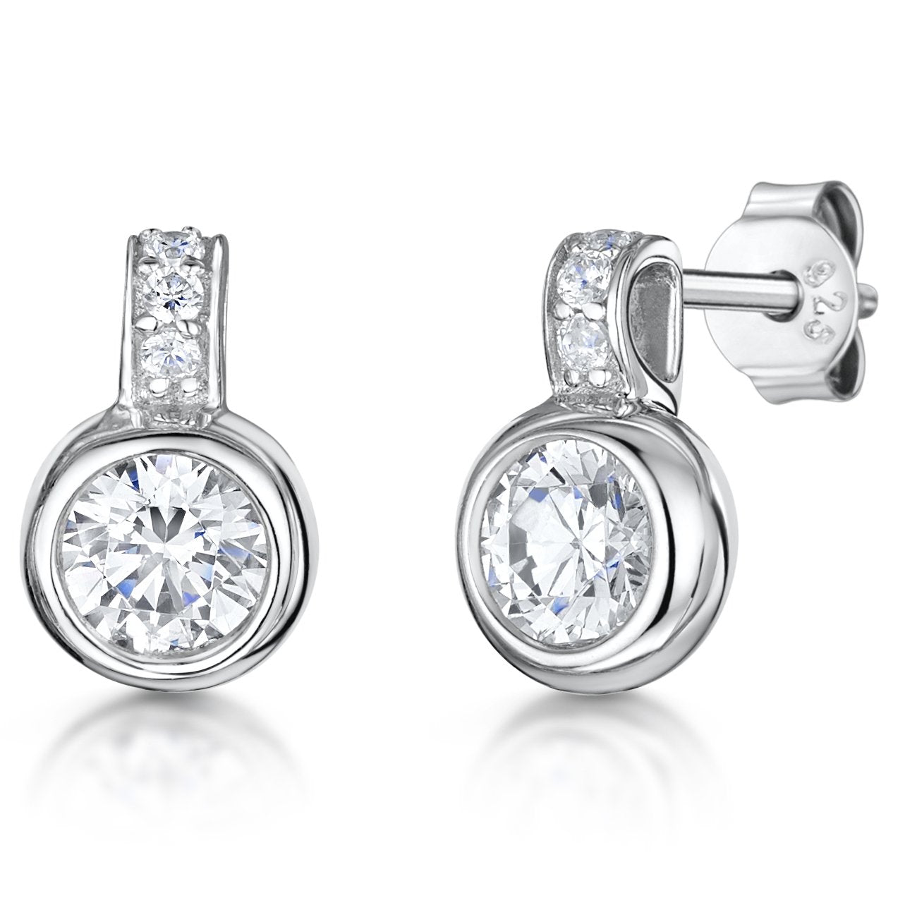 Sterling Silver Rubover Small Drop Earrings