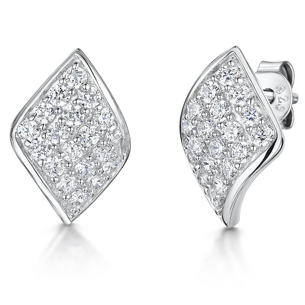 Sterling Silver  Diamond Shape Earrings