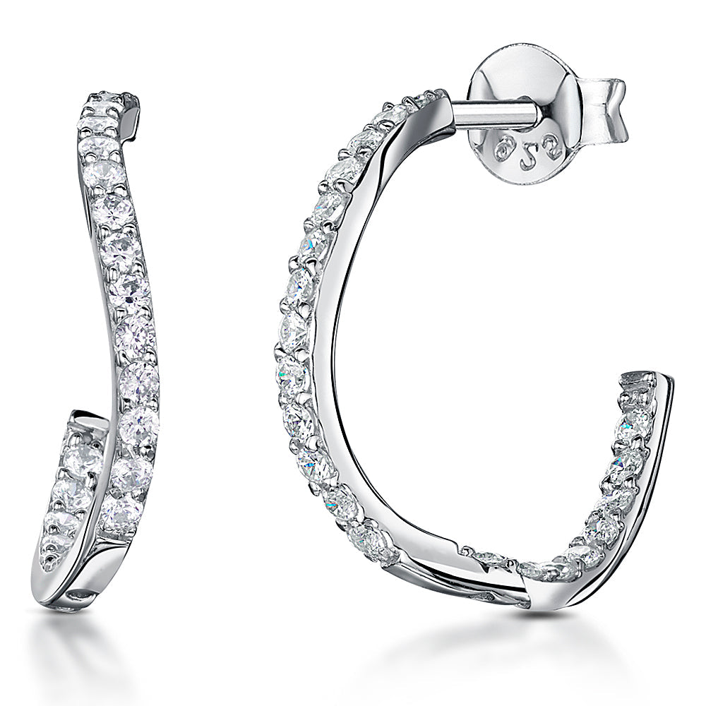 Sterling Silver Wavy Hoop Earrings