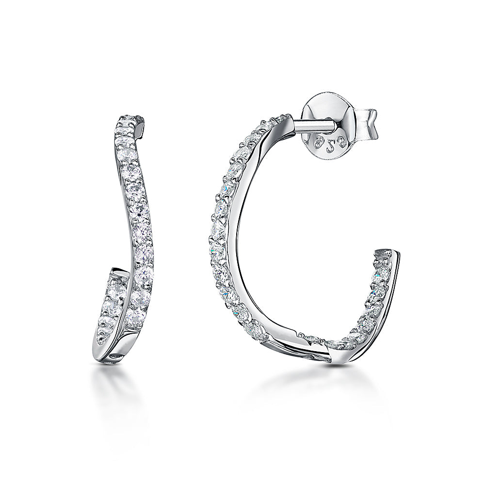 Sterling Silver Wavy Hoop Earrings