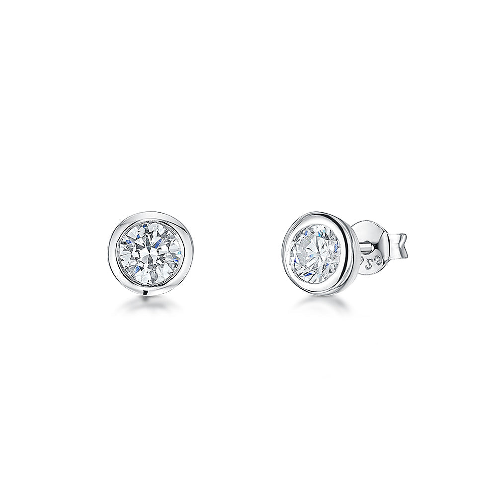 Sterling Silver Half Carat Rubover  Earrings