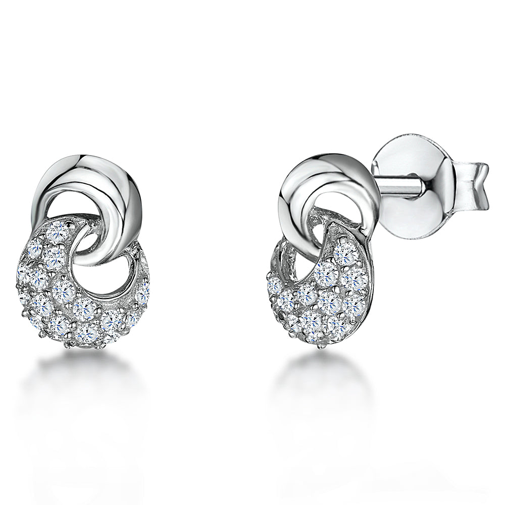 Sterling Silver Cubic Zirconia Circle Drop Studs