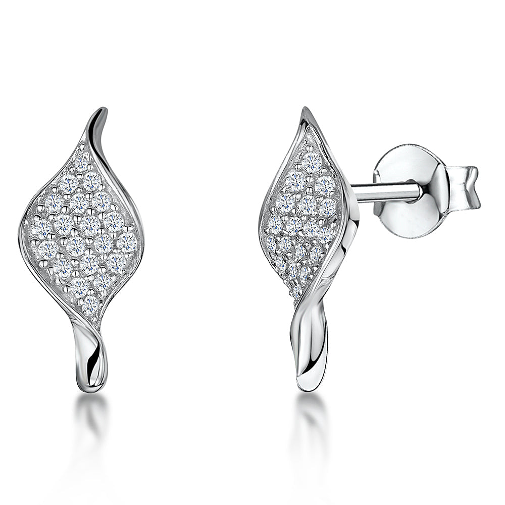 Sterling Silver Twisted Diamond Shape Earrings