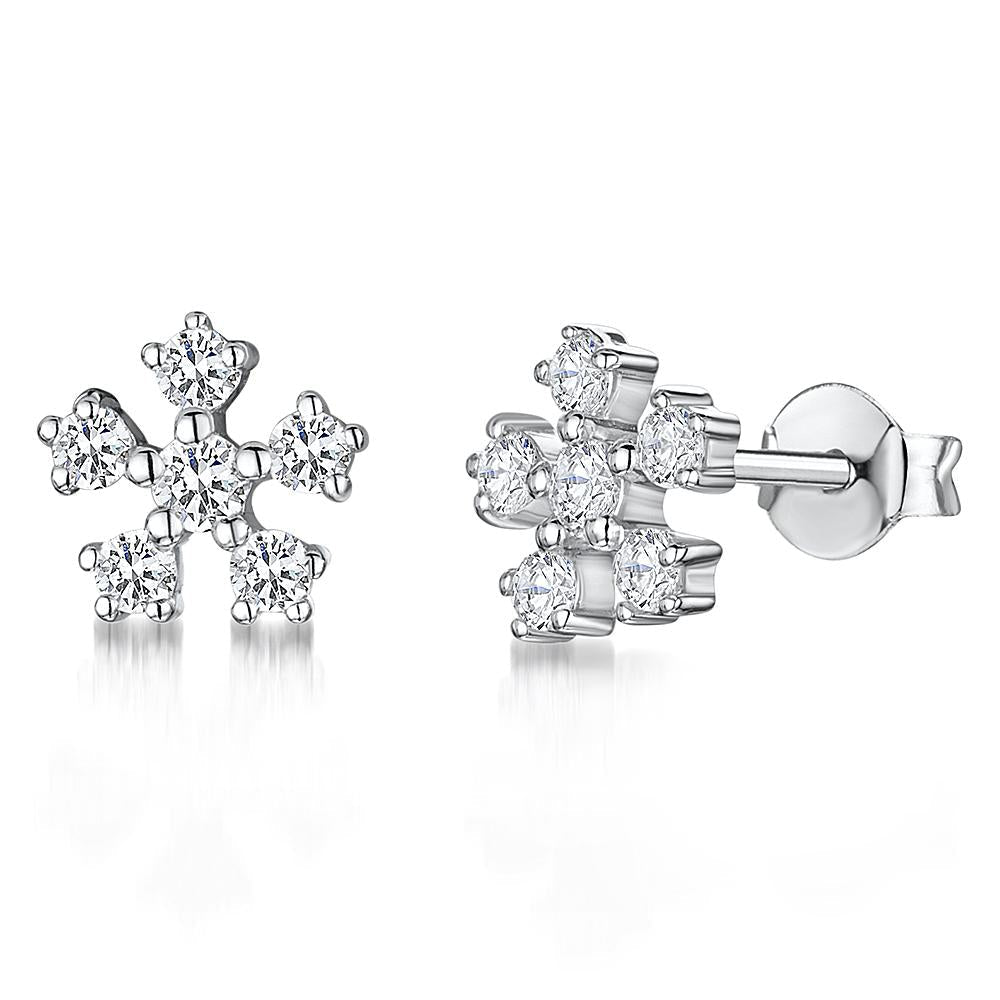 Sterling Silver Six Cubic Zirconia Stone Earrings