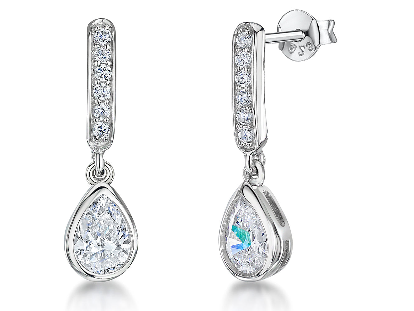Sterling Silver Teardrop Drop Earrings