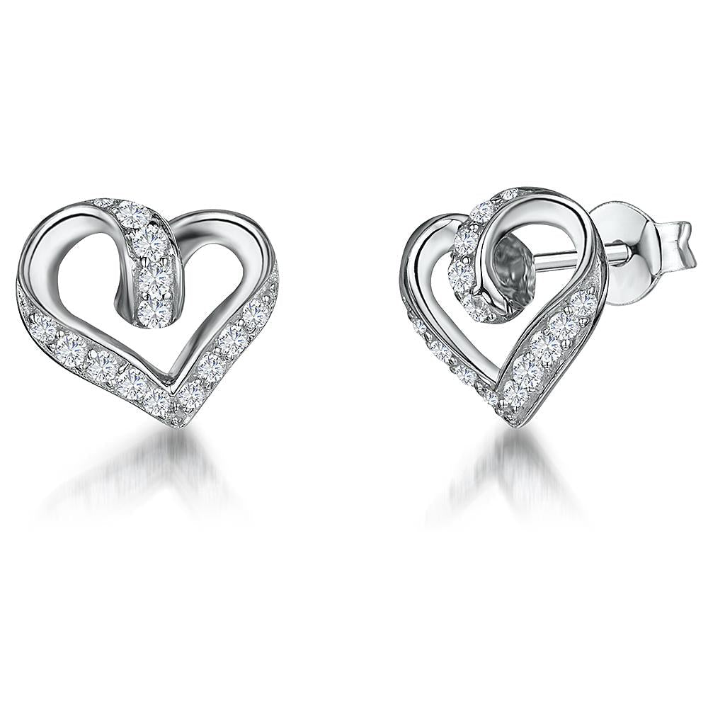 Sterling Silver Twisted Heart Earrings