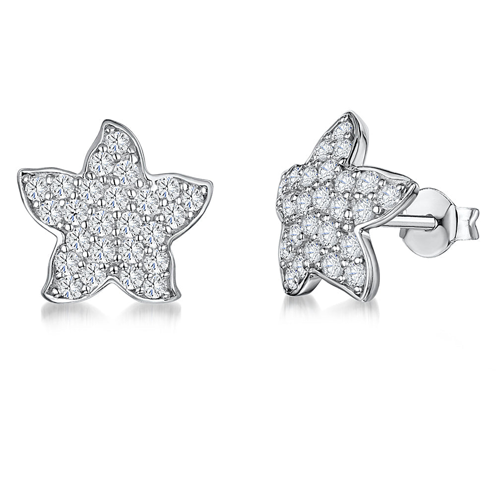 Sterling Silver Pave Starfish Earrings