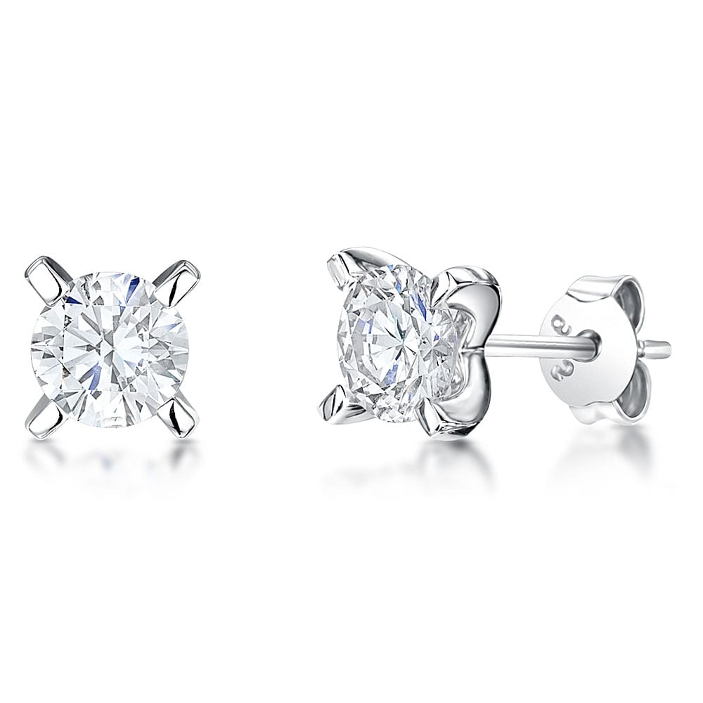 Sterling Silver Solitaire Stud Earring With 4 Claw Setting