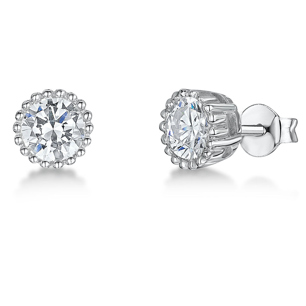 Sterling Silver Cubic Zirconia Cupcake Stud Earrings