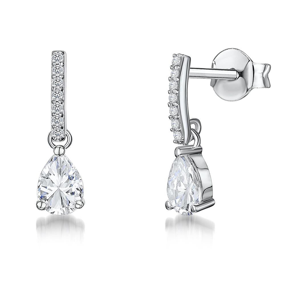 Sterling Silver Cubic Zirconia Dangle Drop Earrings