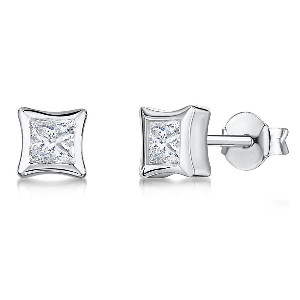 Sterling Silver Simple Square Stud Earrings