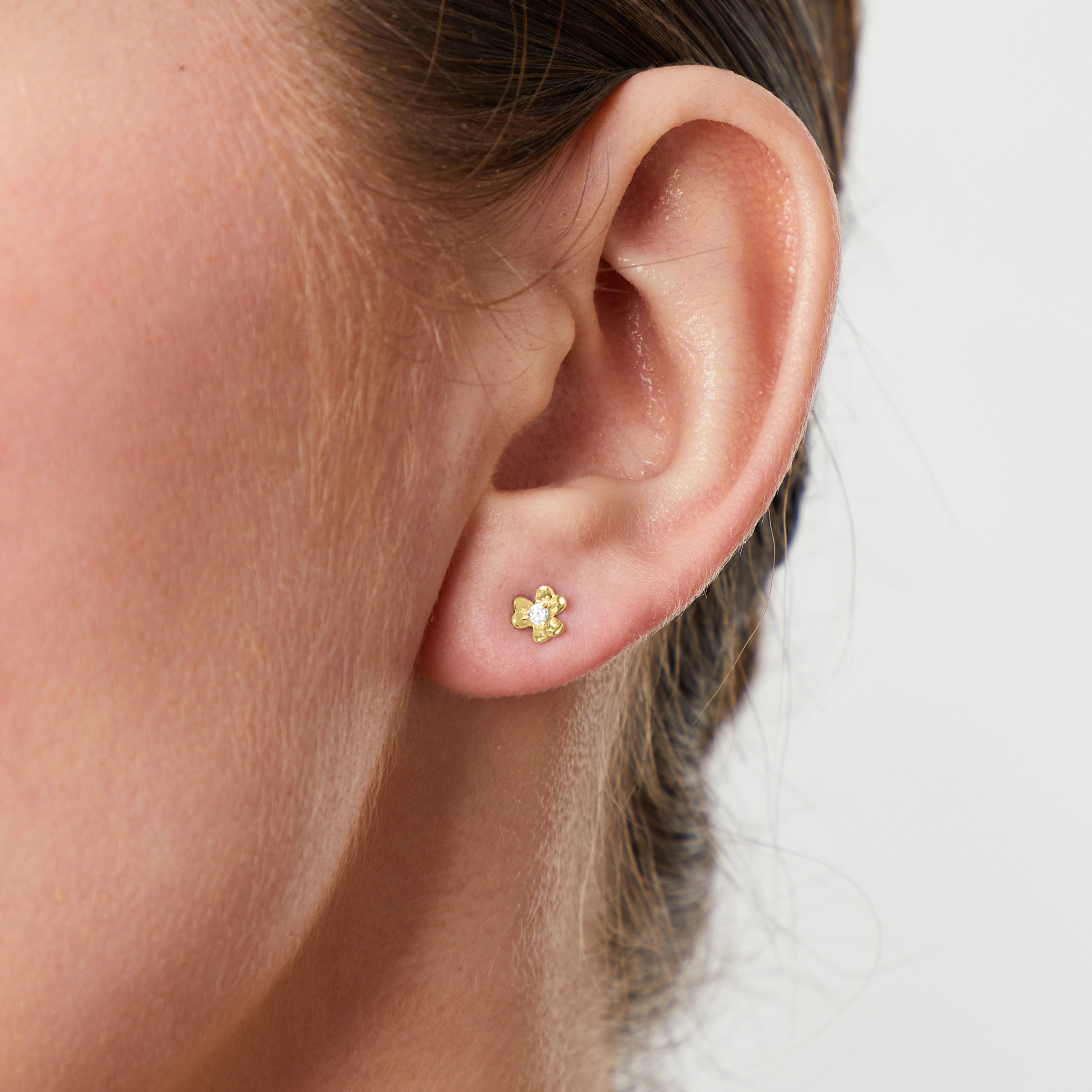 Gold Vermeil  Petal Earrings With Cubic Zirconia Centre