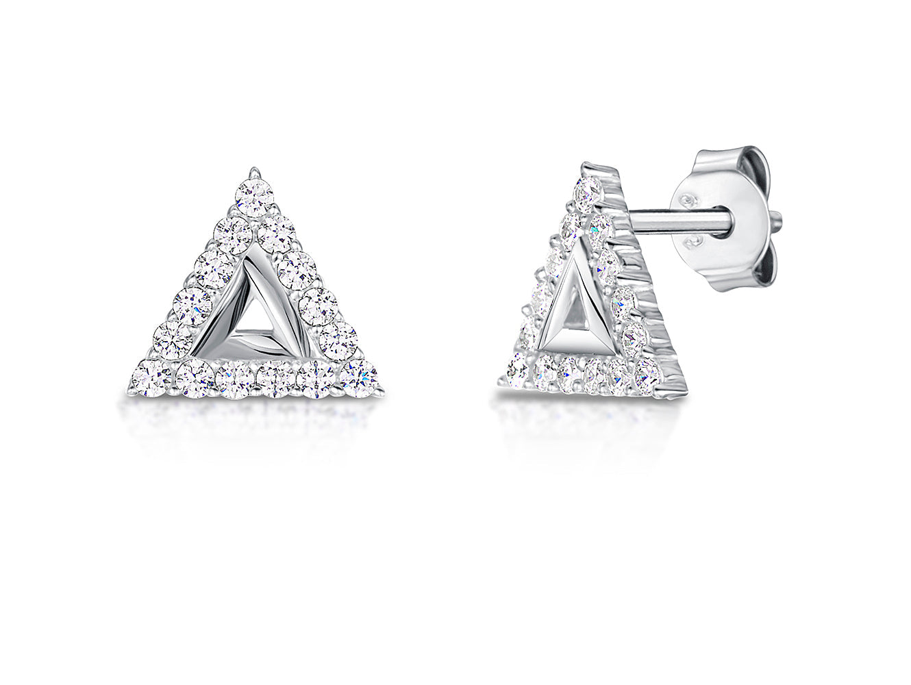 Sterling Silver Triangle Shaped Stud Earrings
