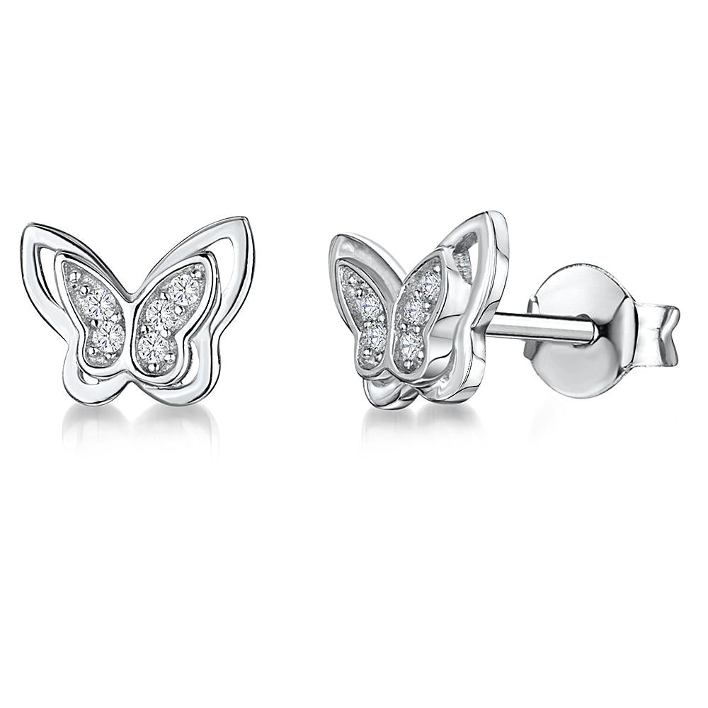 Sterling Silver Wing Butterfly Earrings