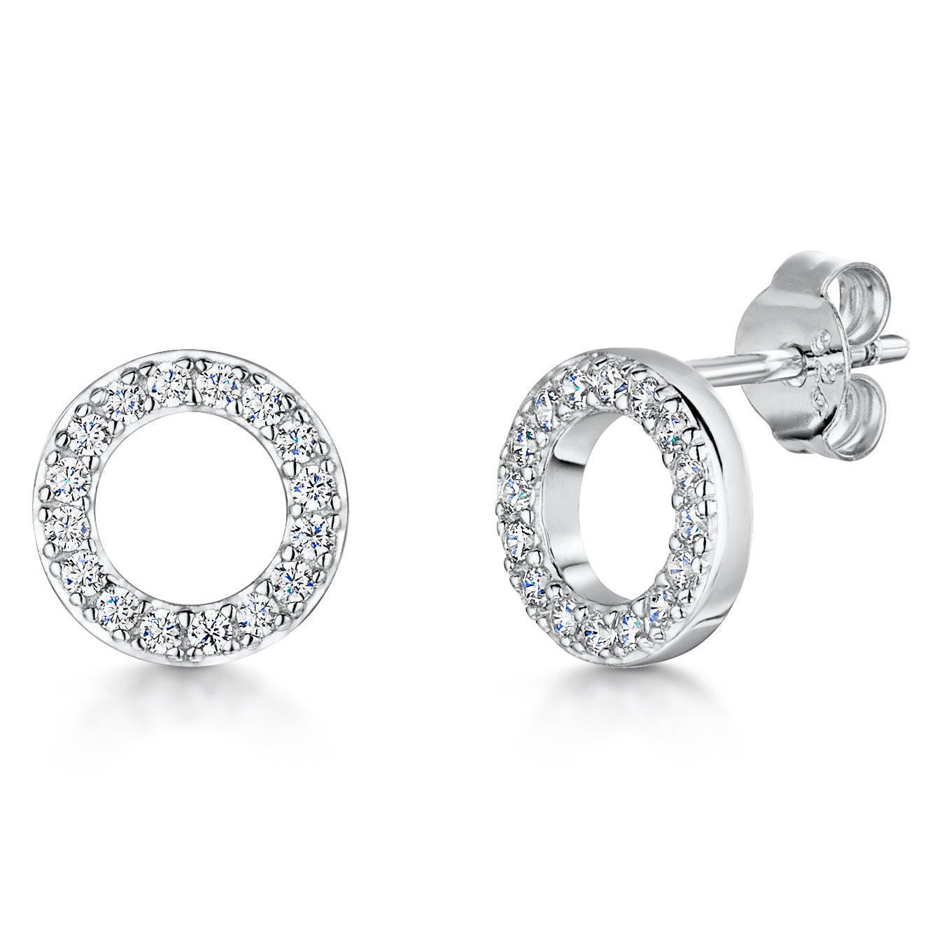 Sterling Silver Open Circle Set Stud Earrings