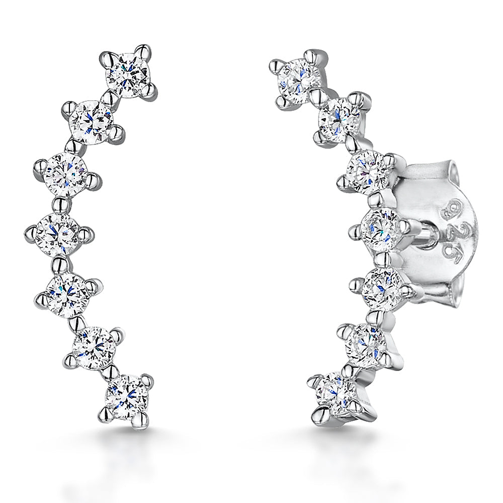Sterling Silver Cuff Climber Earrings