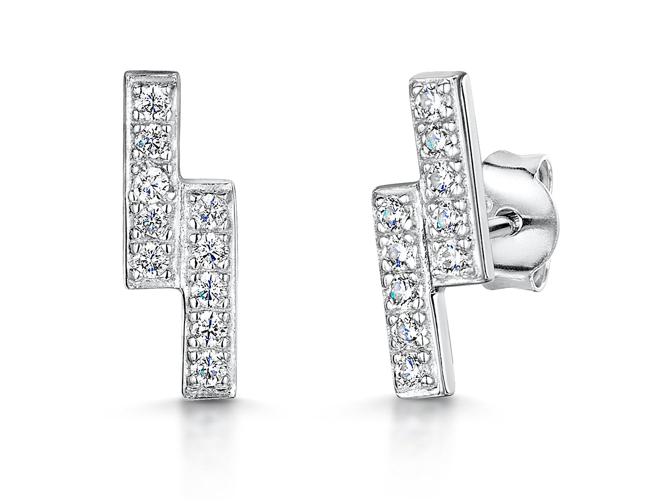 Sterling Silver Offset Parallel Bar Stud Earrings