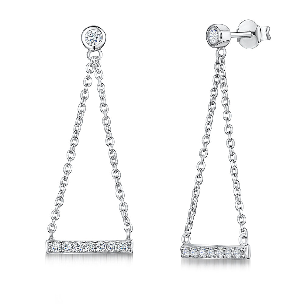 Sterling Silver Triangle Chain Drop Earrings