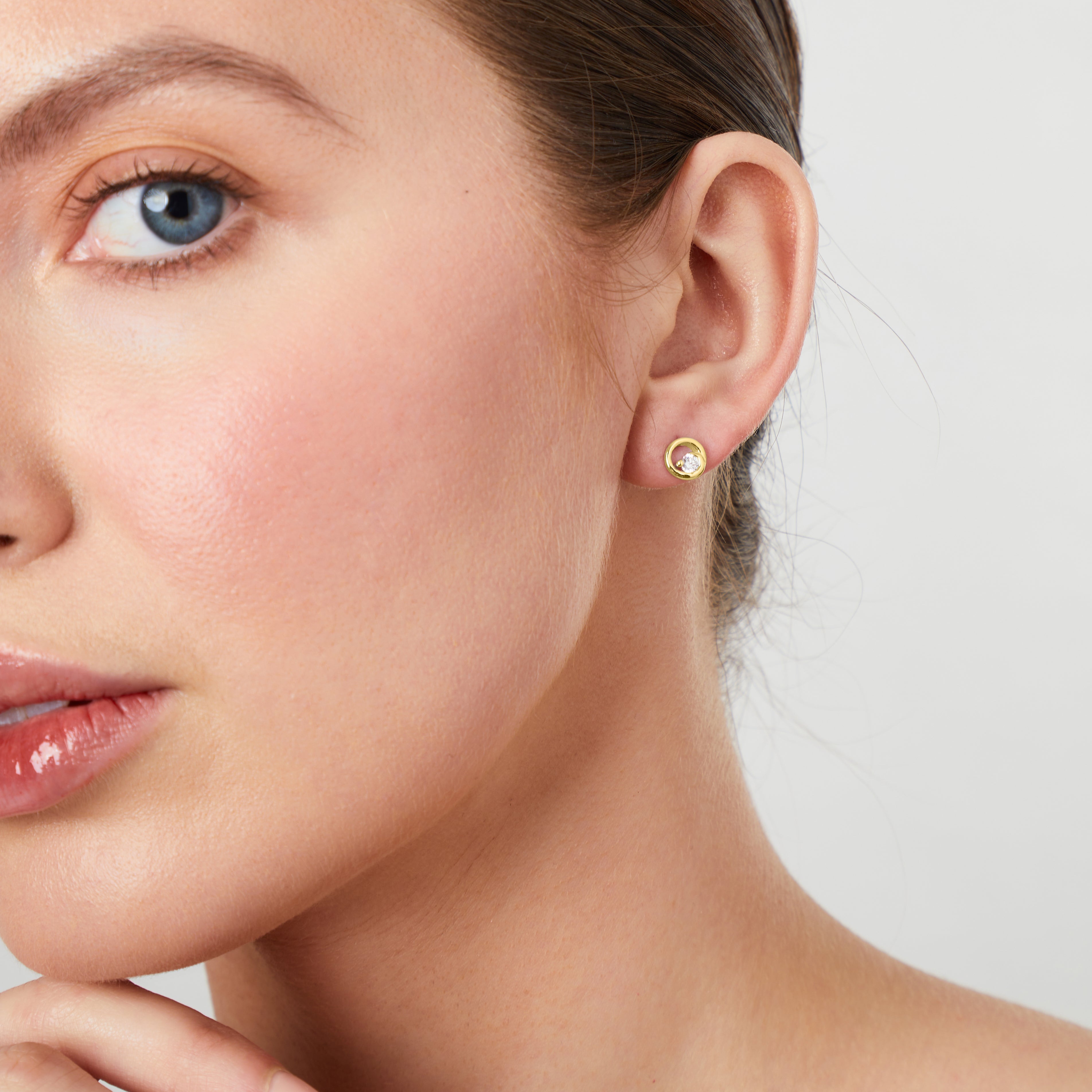 Gold Vermeil  Open Swirl Circle Stud Earrings