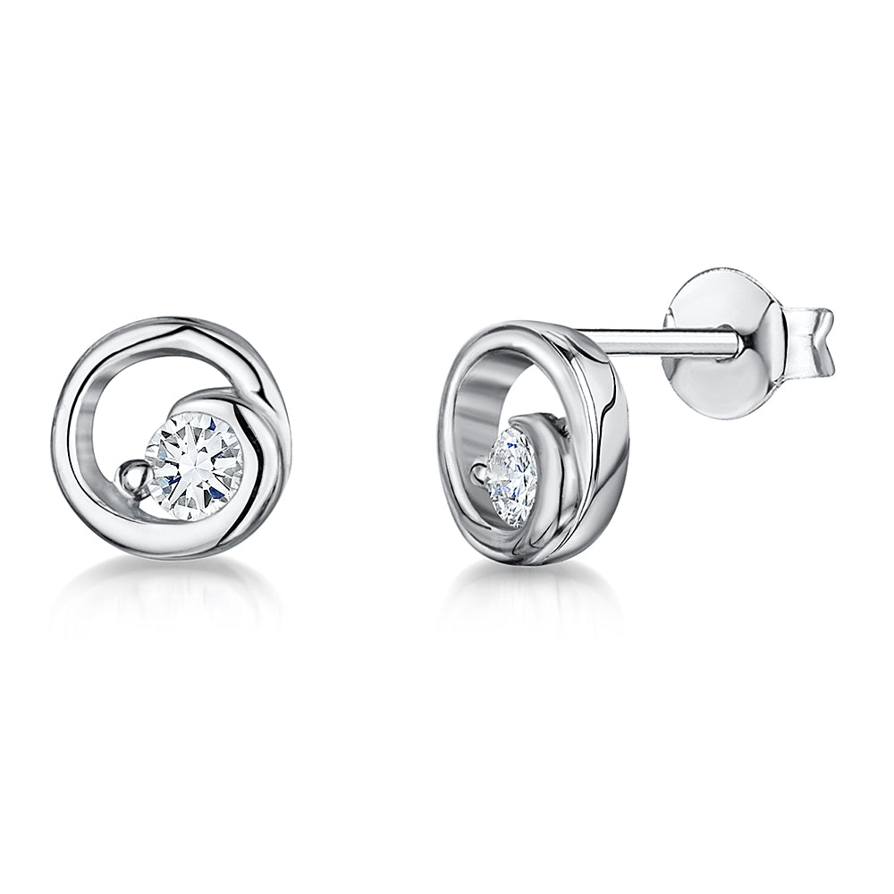 Sterling Silver Open Swirl Circle Studs