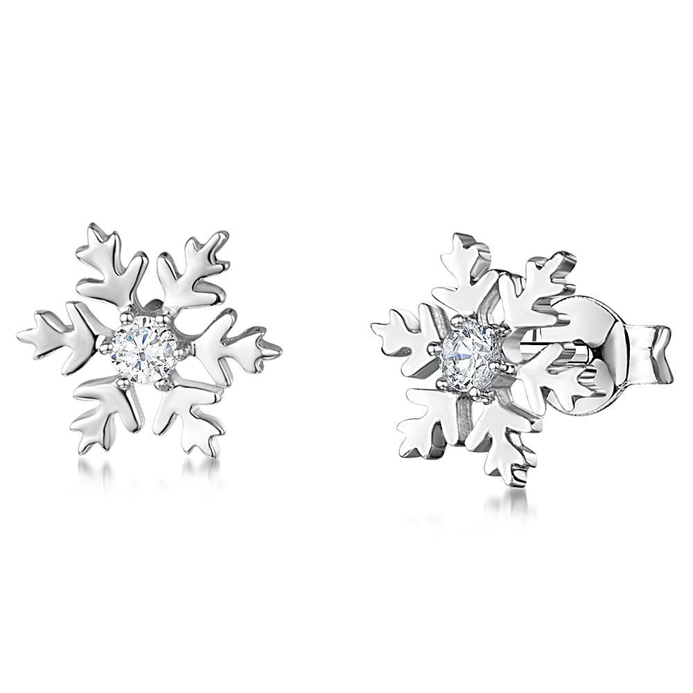 Sterling Silver Polished Snowflake Earrings