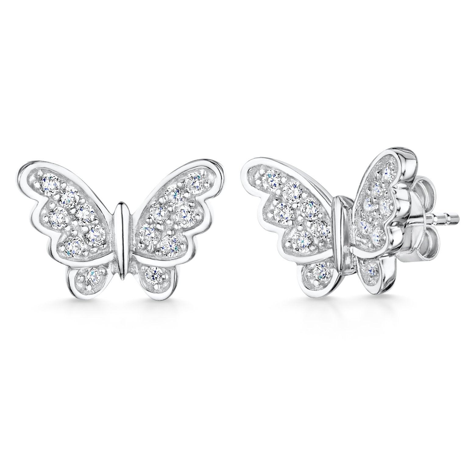 Sterling Silver Open Wing  Butterfly Earrings