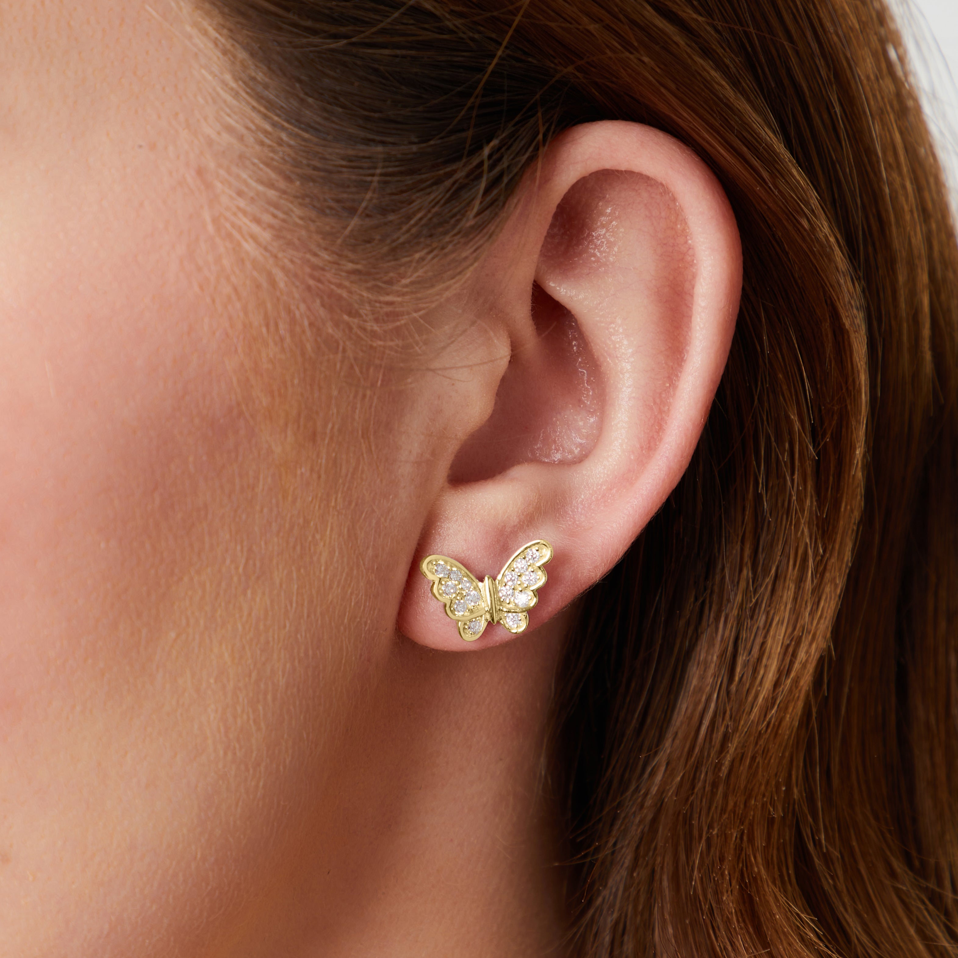 Gold Vermeil  Open Wing  Butterfly Stud Earrings