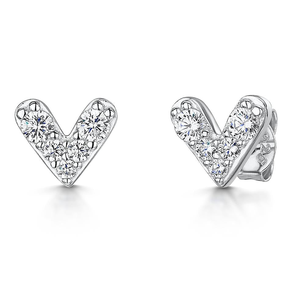 Sterling Silver Small V Stud Earrings