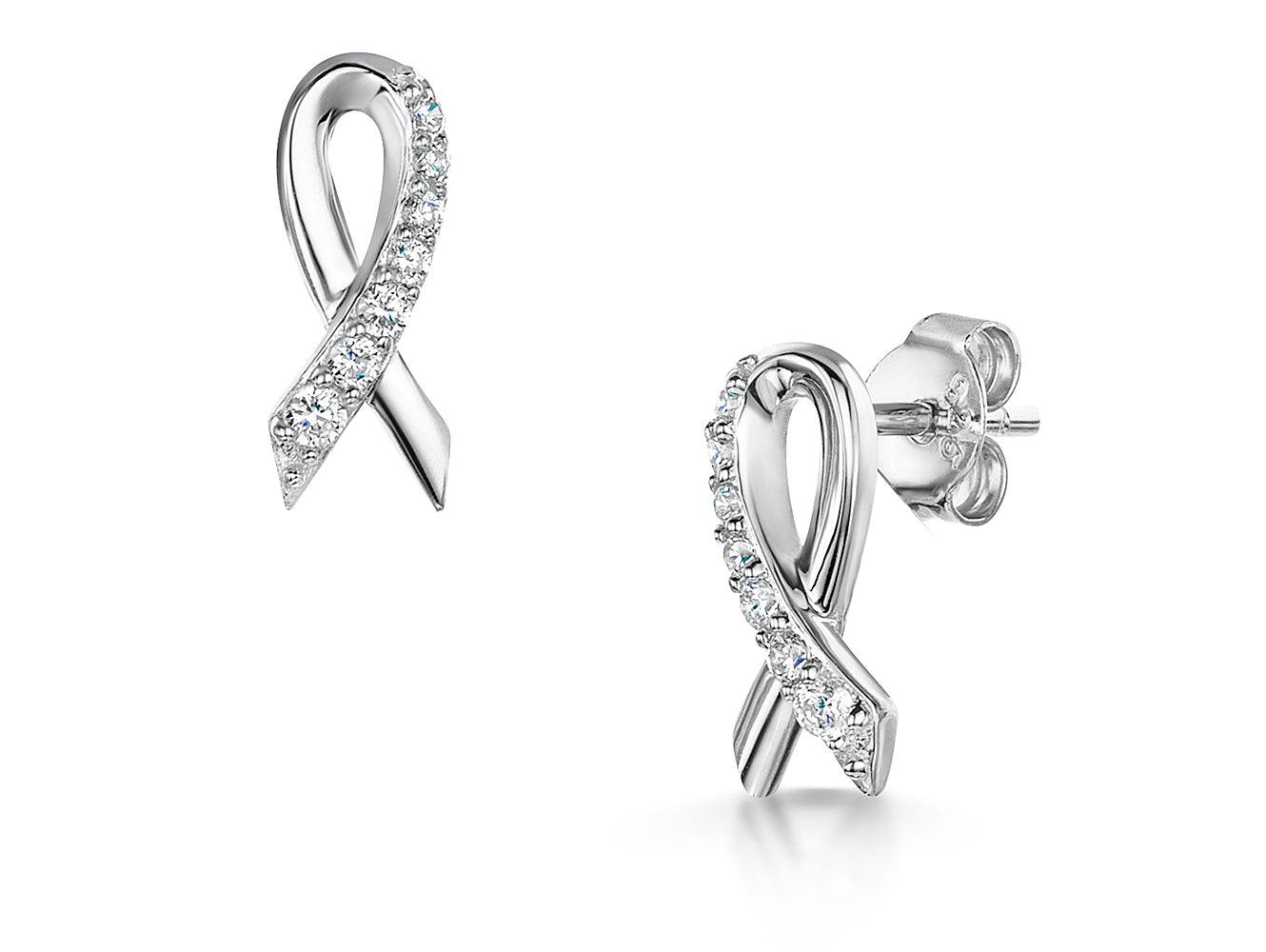 Sterling Silver Cubic Zirconia Ribbon Earrings