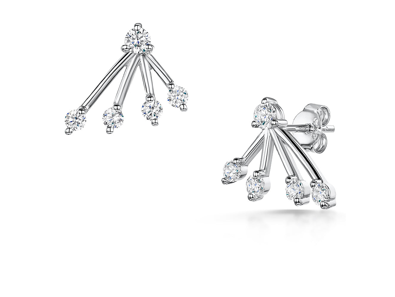 Sterling Silver Frond  Stud Earrings