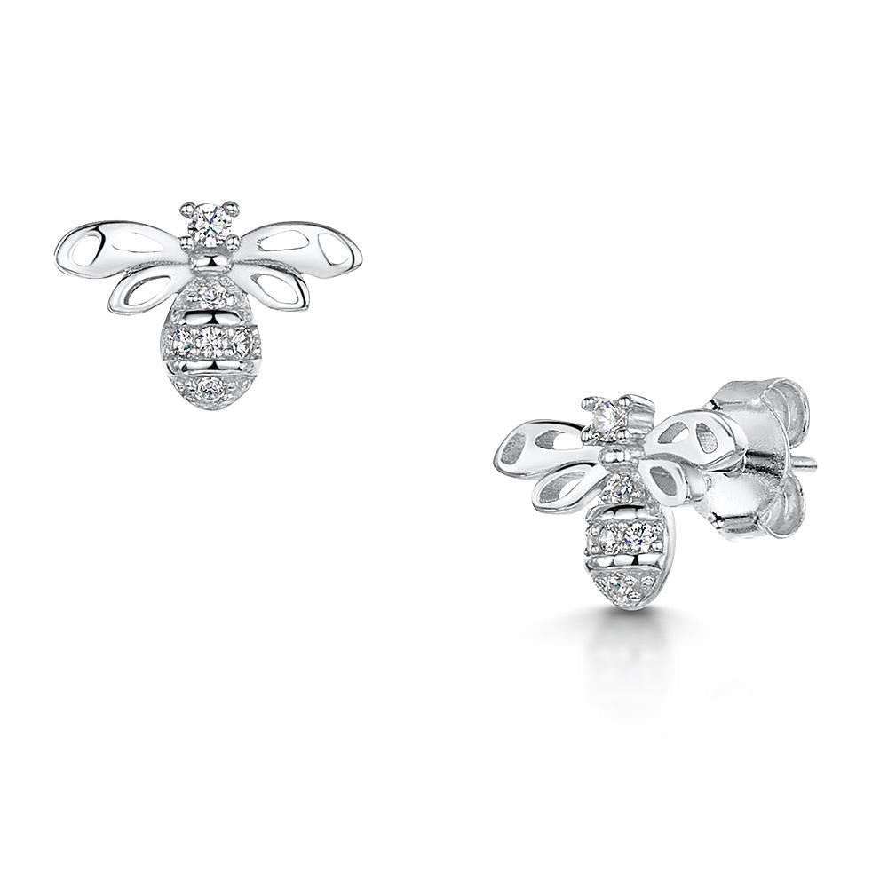 Bee Stud Earrings Set with Cubic Zirconia