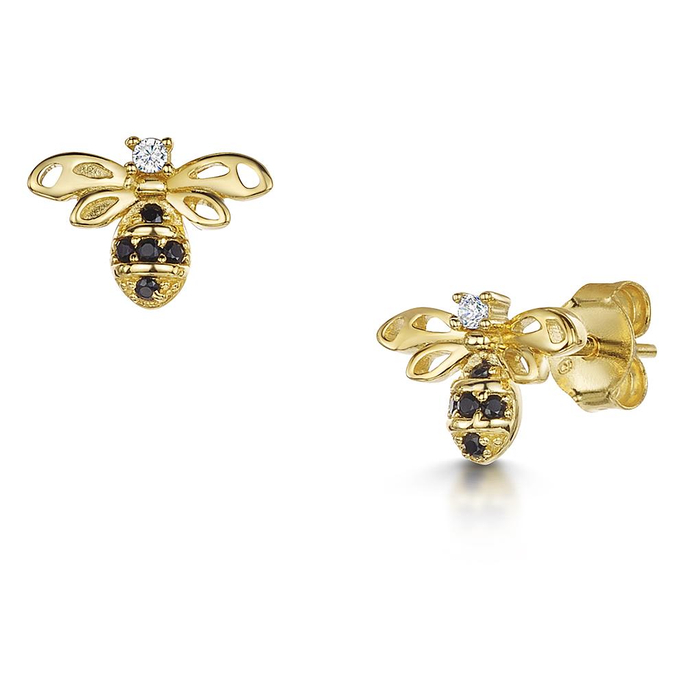 Bee Stud Earrings Set with Cubic Zirconia