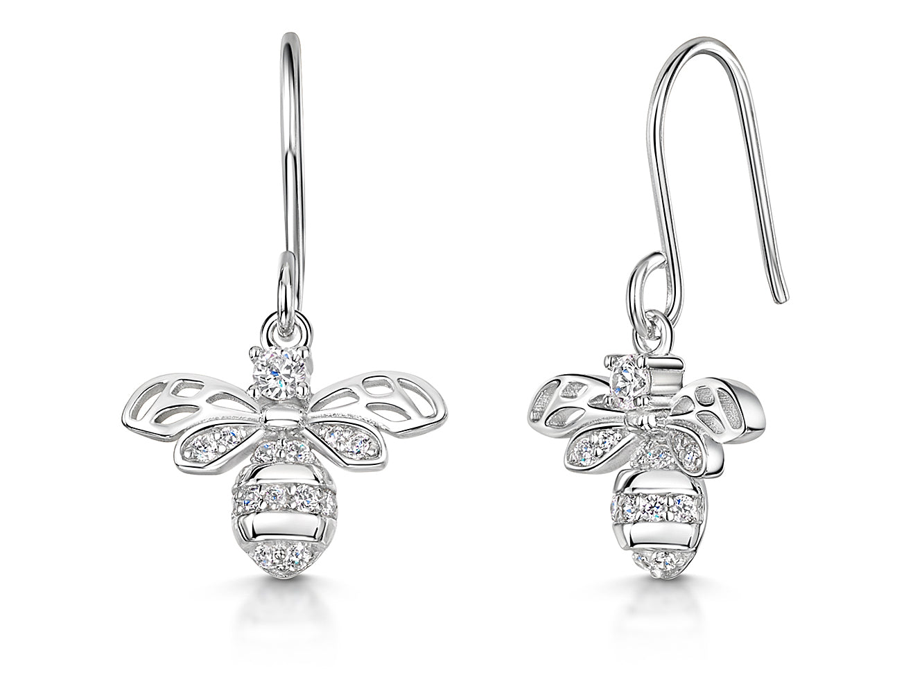 Sterling Silver Drop Bee  Earrings