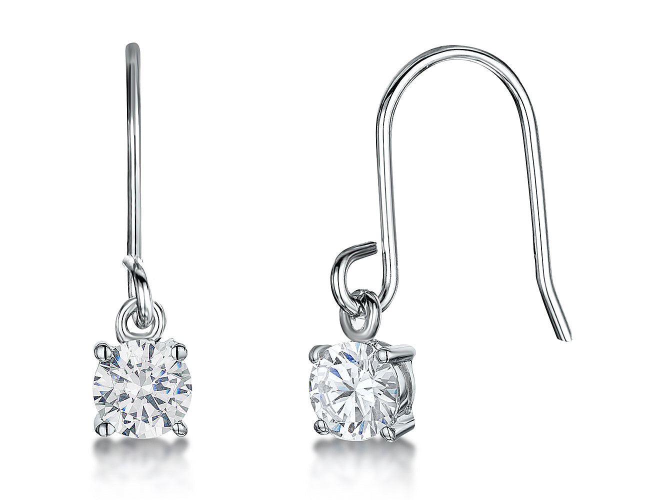 Sterling Silver Half Carat Fishhook Drop Earrings