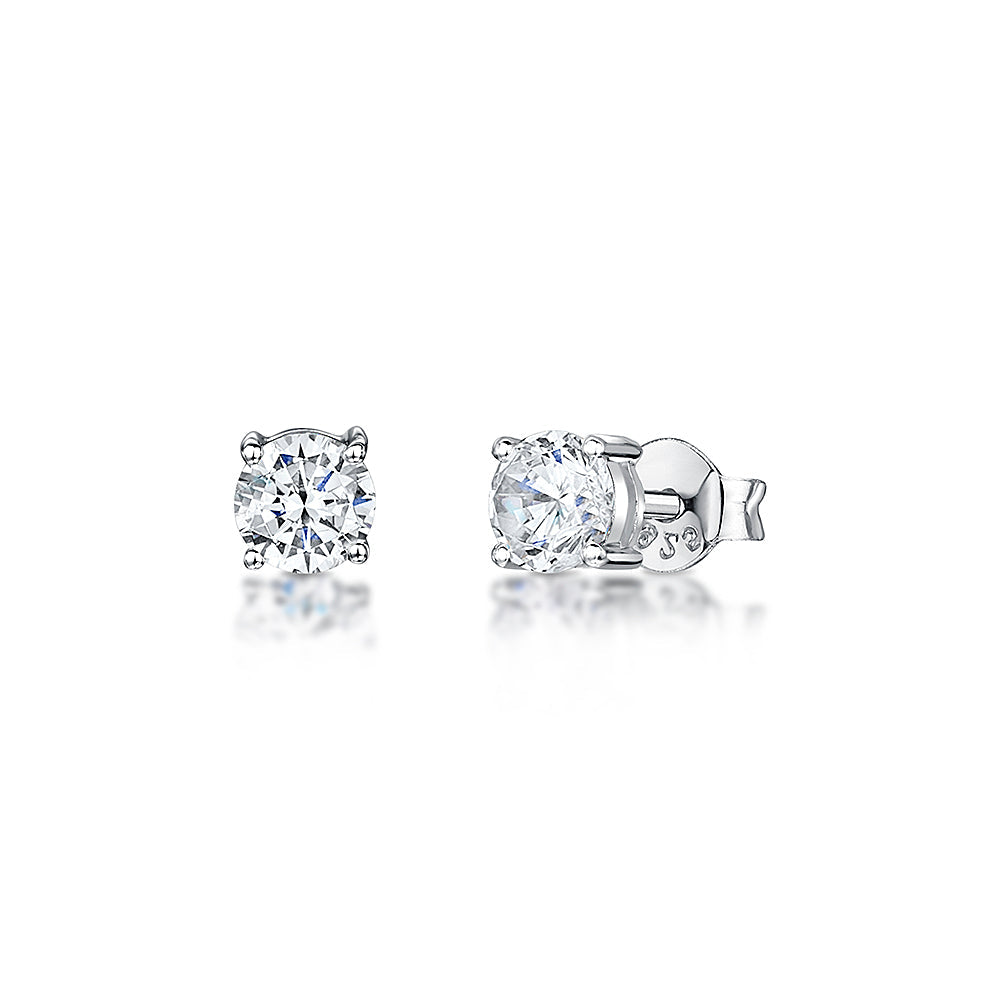 Sterling Silver Solitaire 1 Carat  Stud Earrings