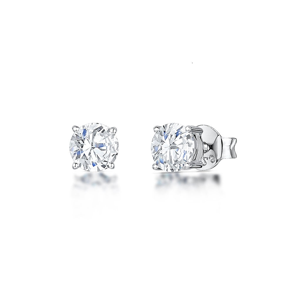 Sterling Silver Cubic Zirconia 1 Carat Stud Earrings