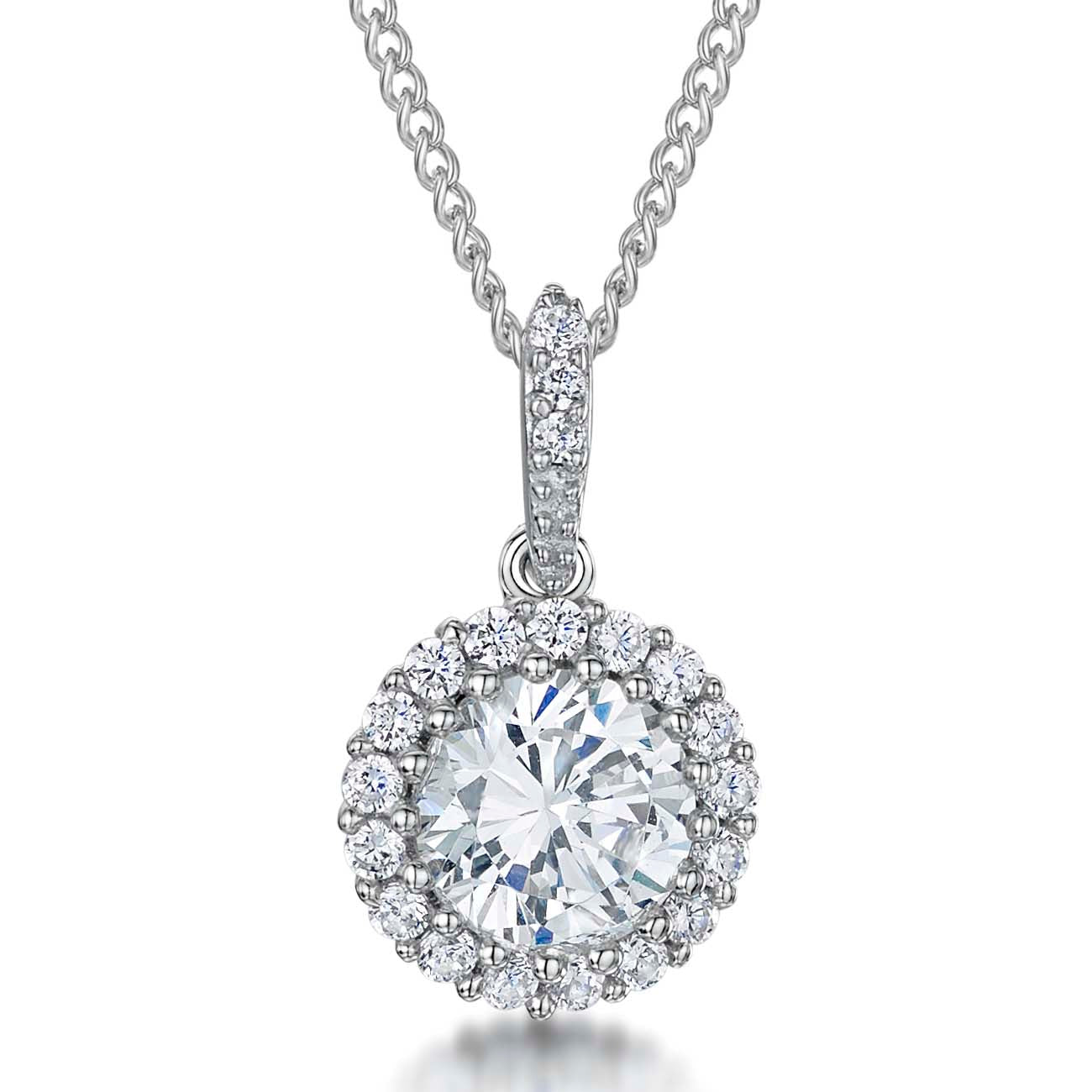 Sterling Silver 1 Carat Halo Pendant