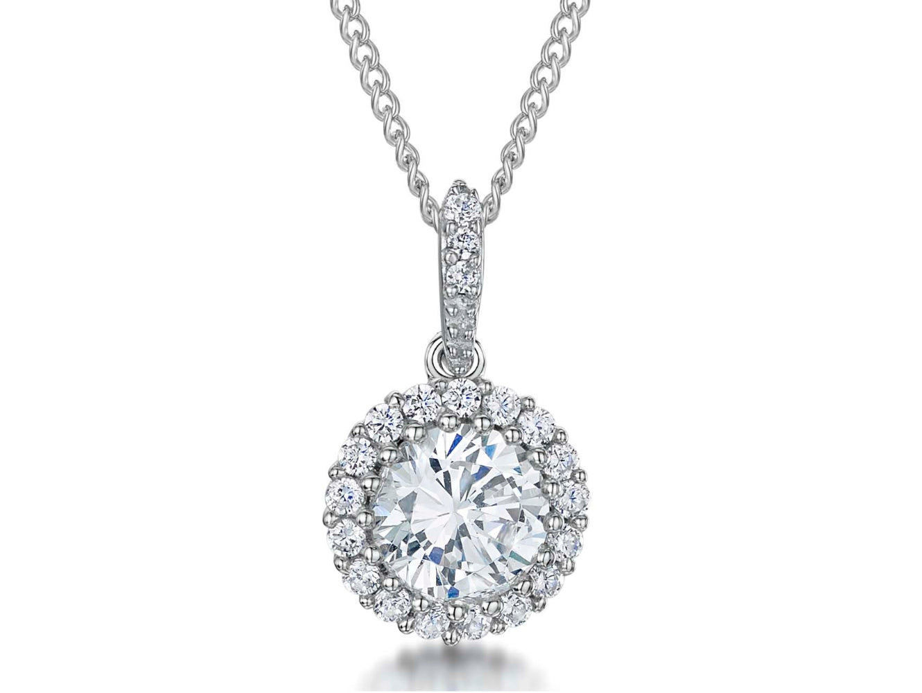 Sterling Silver 1 Carat Halo Pendant