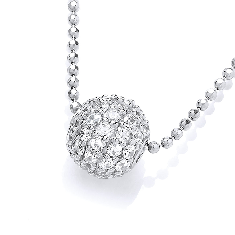 Sterling Silver Pave Ball Pendant