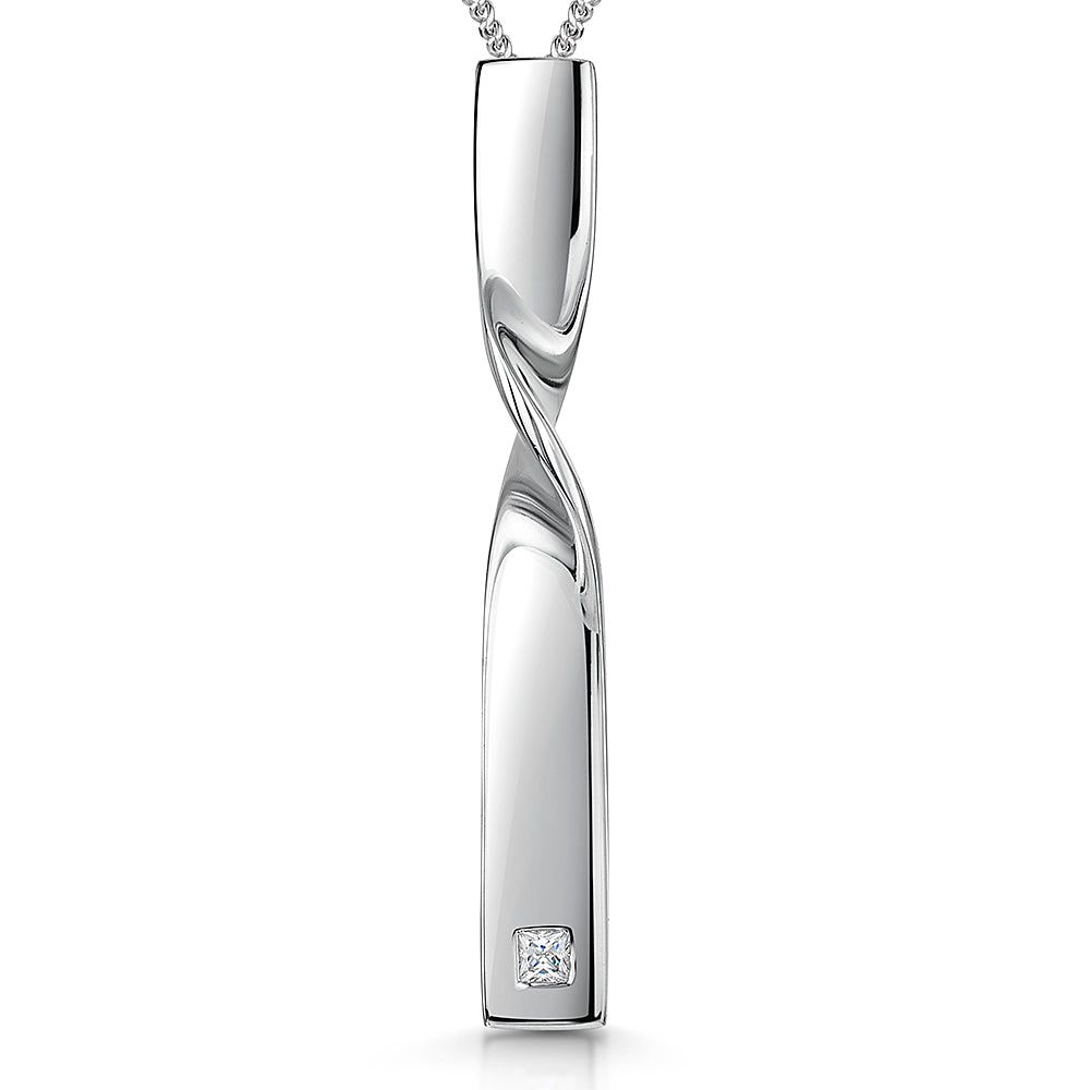 Sterling Silver Simple Twisted  Bar Pendant